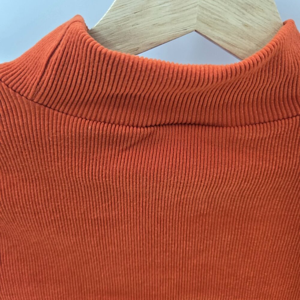 Lovepoem by Block Orange Sweater Cowl Neck Cutout Ribbed Medium - Picture 9 of 12